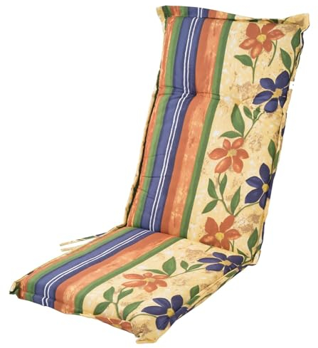 BURI 1x Sitzkissen outdoor Kissen 50x123cm Sitzauflagen Gartenmöbel Gartenstuhl Auflage Gartenstuhlauflagen Hochlehner Stuhlauflage Balkon Terrasse Garten Zubehör Sitzauflage Polster Blumendesign Bunt