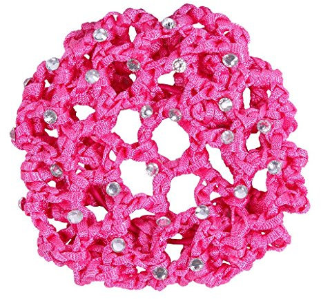 QHP Haarnetz Diamand mit Kunst-Perlen besetzt (Fuchsia)