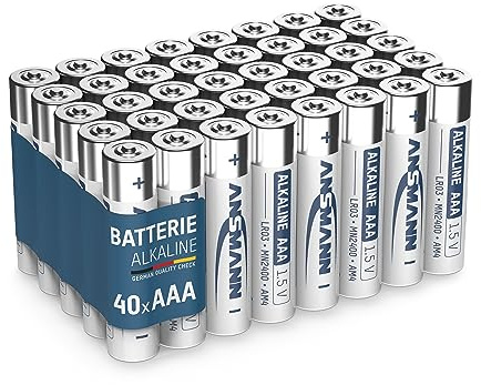 ANSMANN Batterien AAA Alkaline Größe LR03 - AAA Batterie für Küchenwaagen, Uhren, Wecker, Taschenlampen, Leuchten, Deko, LEDs, (40 Stück Vorratspack) Design kann abweichen