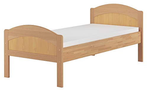 Erst-Holz®Massivholzbett geschwungenes Seniorenbett Buche Natur 90x200 Bettgestell Matratze 60.75-09FLM