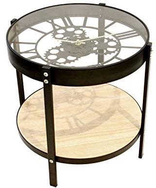 HOME DECO Home Déco Factory Tavolino, Ferro, Nero Trasparente, 40.5 x 40.5 x 39 cm, 3.4 Kg
