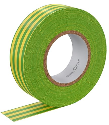 Lumonic 1 Rolle PVC Isolierband 19mm x 20m Klebeband grün/gelb Isoband I Geeignet für Elektriker und Bastler I Isolierklebeband in verschiedenen Längen und Farben