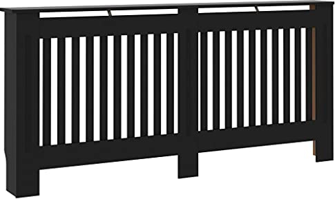 vidaXL Cache-radiateur, Couvercle de Radiateur, Housse de Radiateur Salon Chambre Salle de Séjour Maison Intérieur, Noir 172x19x81,5 cm MDF