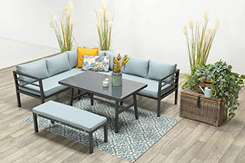 Garden Impressions Hohe Dinning Aluminium Lounge Blakes Black Links | Inklusive XL Bank, Wasserabweisende Kissen