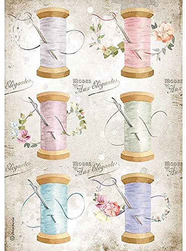 STAMPERIA INTERNATIONAL, KFT 650192 Stamperia Reispapier, romantische, Nadel und Faden, Papier, mehrfarbig, A4