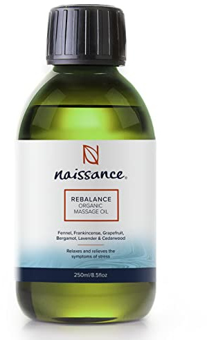 Naissance Rebalance Therapeutisches BIO Massageöl zur Spannungsabbau 250ml - Aromatherapie Körperöl zur Muskelentspannung Entspannung mit Fenchel Weihrauch Grapefruit Bergamotte Lavendel