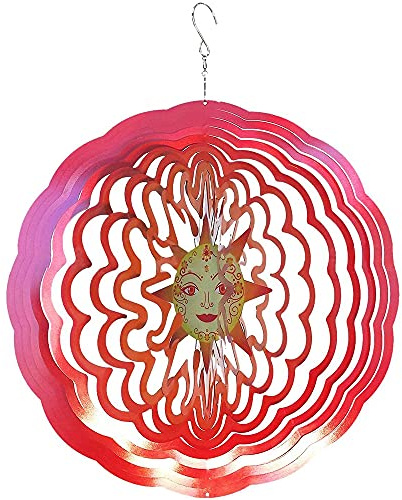 CENPEK 3D-Sonnengöttin Metall Windspiel, Edelstahl, Rot, 30 cm, Mythologie, Bewegung, Gartenwindspiel