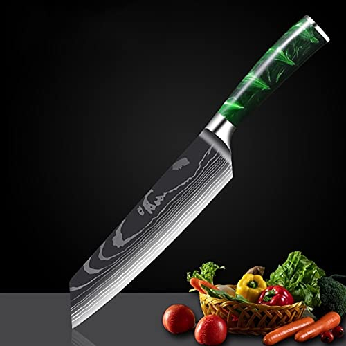 DZCP Coltello da Cucina Damasco Laser Chef Knife Giapponese Coltello Cottura Chef Knife Carne Affettatura Coltello Sashimi Twosun Coltello Green Ramoscello Strumenti di Cottura (Color : Meet Knife)