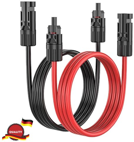 Solarkabel H1Z2Z2-K 4mm2 verzinntes Kupfer bezeichnet, Solarkabel Verlängerung mit Solarstecker, PV Kabel rot/schwarz - Photovoltaik Kabel mit Stecker - Solarkabel für PV Solaranlage(10MX4mm2)