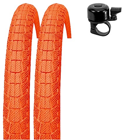 2 x Kenda K-907 Krackpot 20 BMX Fahrradreifen Fahrradmantel in Orange 50-406 (20 x 1.95) inkl. Fahrradklingel