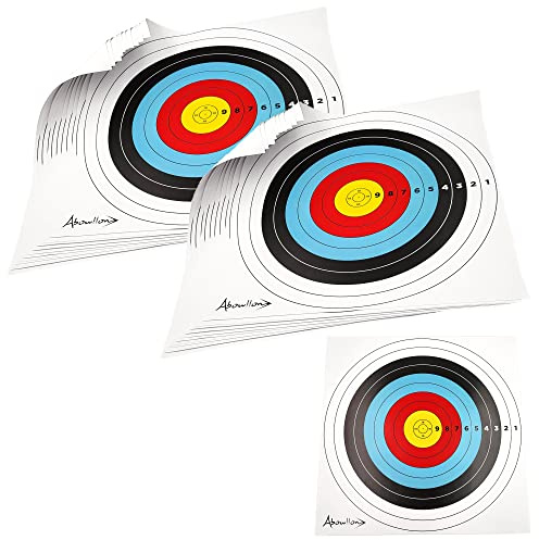 Abowllon® Premium Papier Zielscheiben Set - Made in Germany | Bogenschießen Zielscheiben 41x41 cm | Zielscheiben für Recurvebogen & Compoundbogen | Bogensport Zubehör