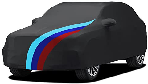 Asasytal Funda Coche para Interior SUV, Elástica Anti-Prueba de Polvo Suave Velvet Stretch, Universal Cubierta Coche para la Exhibición de Garaje Subterráneo, L5.05~5.35m, Negro con Patrón