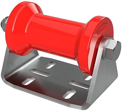 Rouleau de quille en polyuréthane avec Support B Aide à la Mise à l'eau des remorques de Bateaux Forme de la Bobine galvanisé 125 mm, Rouge