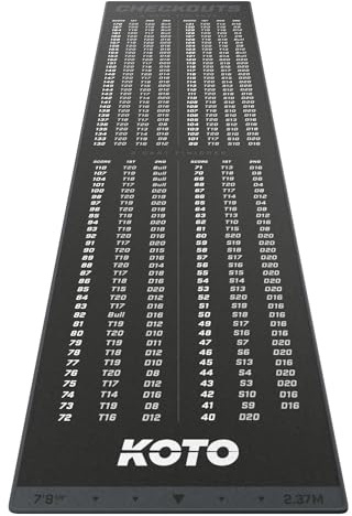 KOTO – mattkassa grå 237 x 60 cm, inkl. Poängindikator, halkskydd matta dartmatta, professionell dartmatta, skyddar golv och dartpilar