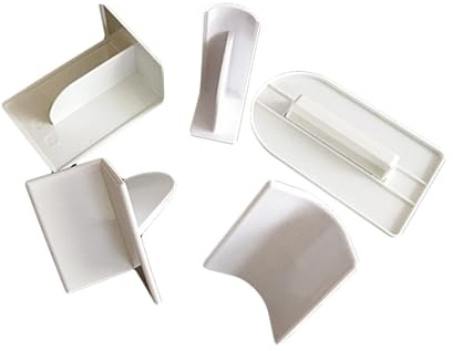 5 Pcs White Plastic Cake Scraper Smoother Set for Fondant | Cake Surface Smoother, Corner Smoother with Elbow Angle and Right Angle, Dishwasher-safe