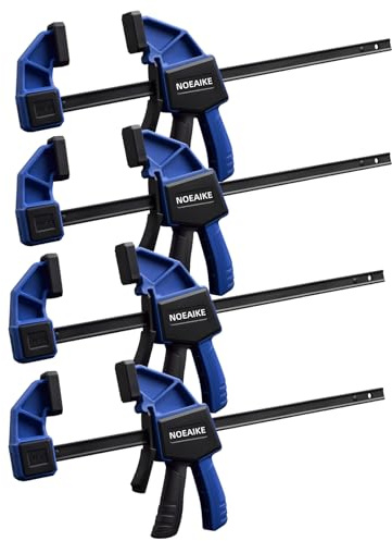 NOEAIKE Bar Clamps for Woodworking,4-Pack Wood Clamps 12 Inch Light Duty One-Handed Woodwoking,Quick Grip/Spreader Clamps Set 150LBS Load Limit with Quick Change Button.