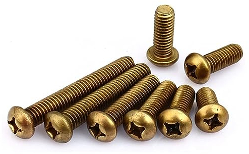 100/20/10Pcs M2 M2.5 M3 M4 M5 M6 Coppers Solid Brass Round Phillips Pan Head Screw Bolt Thread Length 4-40Mm