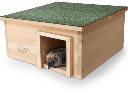 wildlife home Igelhaus Winterfest Groß XXL I aus Holz mit Boden & wetterfestem Dach I Igelfutterhaus I Katzensicher Igel Winterquartier für den Garten