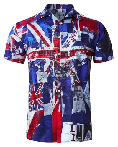 RAISEVERN Mens Hawaiian Shirts Short Sleeve Funny Ugly Casual Shirt, M-XXL