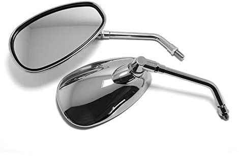 Lenkerendenspiegel 1 Paar 10 Mm Motorradspiegel Chrom Oval Retro-Rückspiegel E-Bike-Rückspiegel Motorrad Spiegel