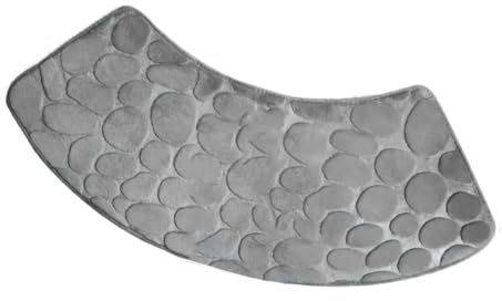 Tapis de douche d'angle, antidérapant, super doux et absorbant, incurvé pour salle de bain, douche ou baignoire (gris)