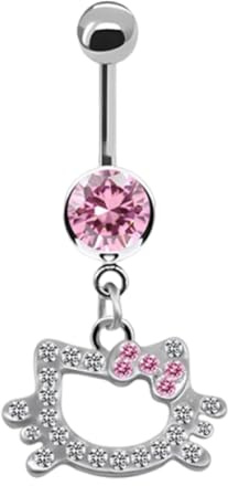 EIROVYA EIR Piercing Ombligo Tous,Modelado de Gatitos,Piercing Ombligo Acero Quirúrgico,Piercing Ombligo Mujer,Piercing Bananabell Plátano,Rosa