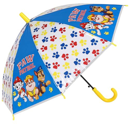 sarcia.eu Paw Patrol Marshall, Rubble und Chase Bunter faltbarer automatischer Regenschirm, für einen Jungen (Blau)