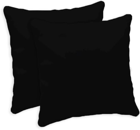 Giovanni Dolcinotti MADE IN ITALY Juego de 2 Fundas de Cojines para sofá de 40 x 40 cm – Fundas Decorativas – 100% algodón Efecto Seda – Fundas con Cremallera Oculta – Negro – Modelo Atlanta