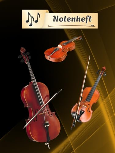Notenheft Geige Notenbuch Cello Violine Musikunterricht Bratsche Notenlinienheft Große Lineatur Geigenunterricht Anfänger Violoncello Kontrabass ... da Gamba Notensysteme Musiker Rebec 01A06