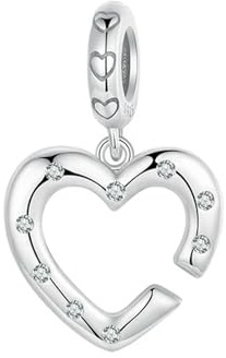 LAYCHEN Delicados Colgantes Clásicos De Plata De Ley 925 Con Forma De Corazón, Dijes De Amor Para Mujer, Compatibles Con Pulseras O Brazaletes Originales.
