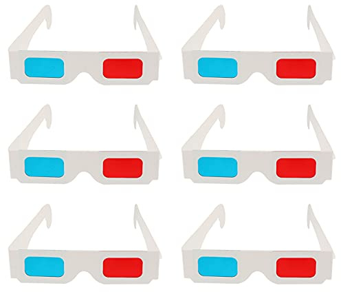 LALAFINA 100Pcs Lunettes 3D en Papier Lunettes en Carton Anaglyphe Lentille Rouge Et Cyan dans Un Cadre Blanc Carton Anaglyphe pour Films Plié dans Une Pochette De Protection