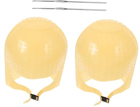Homoyoyo Gorro Para Teñir El Cabello Mechas De Silicona Suave Reutilizable, Juego De 2 Unidades, Tamaño Único, Con Aguja Gancho Para Salón y Uso Doméstico, Protección De Piel Para Mujeres y Hombres