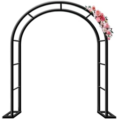 Grande arche de jardin en métal pour plantes grimpantes, treillis de roses de mariage, arches d'extérieur robustes, hauteur réglable 200230 cm, largeur 120180 cm (noir, 2,7 m x 2,8 m)