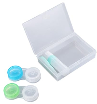 Beatifufu 2pc Lens Case Storage Jar for Contact Lenses Double Boxes in Green Wearing Tools for Daily Use