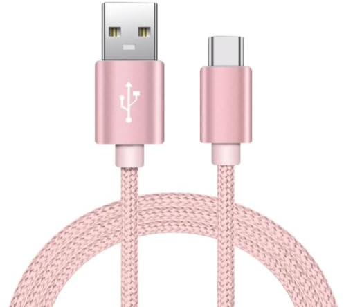 BITS AND BOBS 2-Pack USB-A to USB-C Fast Charging Cable – 1m Nylon Braided Type-C Leads – Durable Sync & Charge Cords for Android, Tablets & Power Banks (pink)