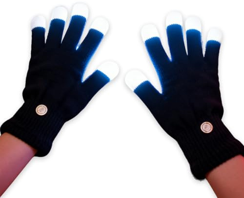 Wpsagek Leichte Fingerhandschuhe für Erwachsene und Kinder, Handschuhe mit LED-Lichtern an den Fingerspitzen, Taschenlampenhandschuh für Performance-Weihnachtspartys, 7 Farben