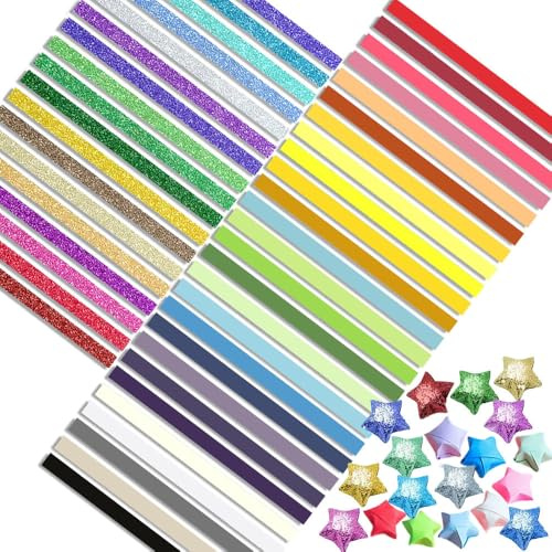 Belegao Paper Star Strips 900pcs 27 Assorted Matte + 18 Assorted Glitter