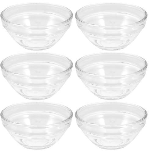 IDEANATEGRATE Cuencos de Vidrio Transparentes para Pudín de Pascua, Juego de 6 Piezas, Tazones Pequeños Apilables de Vidrio Alimenticio para Postres, Aperitivos y Cocina, Contenedores