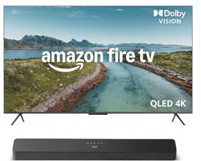 Amazon Ember QLED-Serie mit Fire TV, 50-Zoll Smart TV in 4K Ultra HD, HDR10+ + Fire TV-Soundbar Plus | 3.1-Kanal-Sound, All-in-one-Design, Dolby Atmos, DTS:X, auch ideal für Dialoge geeignet