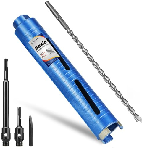 DaduoRi 46mm x 240mm Long Core Drill Bit Set with 240mm,110mm SDS Plus Adaptor & Centre Pilot Bit,Diamond Core Drill Set for Brick Block Masonry Stone,1/2 BSP Thread(For hole 45 mm)