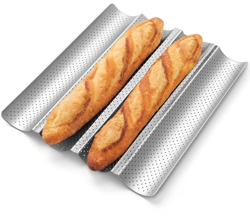 Visnreaen Stampo per baguette in acciaio inox, teglia per baguette croccanti