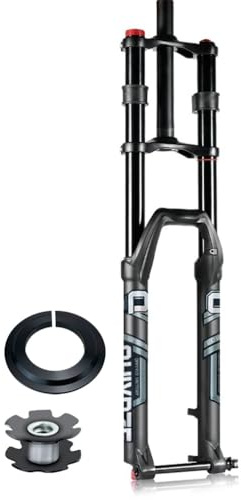 LHHL Downhill Mountain Bike Air Suspension Fork 27.5/29'' DH/XC MTB Front Fork Travel 165mm Rebound Adjustable Straight Double Shoulder Thru Axle 15 * 100mm Manual Lockout(27.5'')