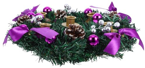 SHINEOFI Corona en Bodas y Fiestas para Decoración de Centro de Mesa Navideña de Adviento con 5 Portavelas, Diseño Elegante en PVC y Hierro, Resistente y Fácil de Limpiar