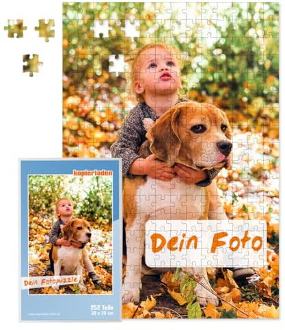 Personalisiertes Fotopuzzle mit eigenem Bild und Text gestalten - 252 Teile, ca. 38 x 26 cm - mit Geschenkbox - Puzzle mit Foto Bedrucken