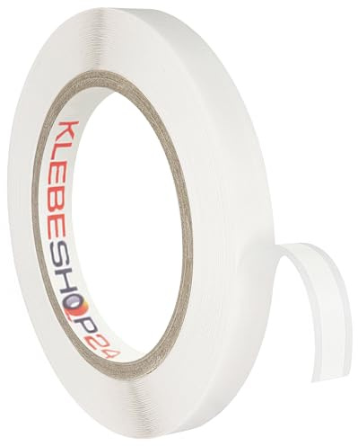 KLEBESHOP24 doppelseitiges Klebeband aus PE, Träger 6 mm, Abdeckung 12 mm