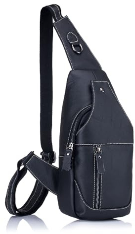 WeeDee Sling Bag Leder Schultertasche Brusttasche Umhängetasche Herren Bauchtasche Tasche Rucksack Daypacks Wasserresistent