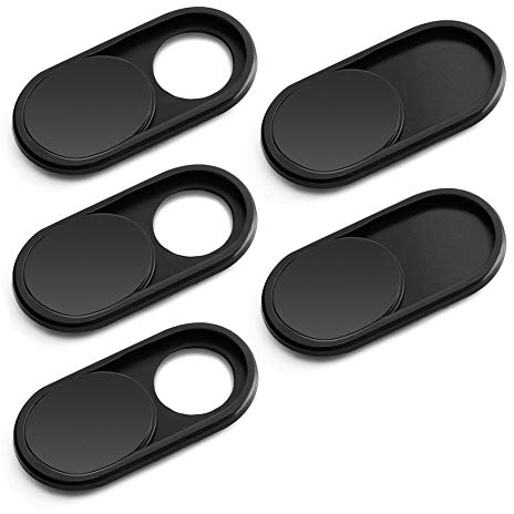 CloudValley Webcam Abdeckung, 0.6mm-Thin for MacBook Pro, MacBook air, Laptop, iMac, iPad, hp, Asus, Dell, Vorderseite Kamera Cover | Webcam Cover Slider, 5-Pack Metall Kamera Abdeckung [Schwarz]