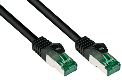Good Connections® PREMIUM Cat. 6 A utomhus patchkabel – 20 m – IP66 med snäppskydd – 10 gigabit, kopparläder/CU – S/FTP, PiMF – 500 MHz – för utomhusbruk, UV- och vattenresistent – svart
