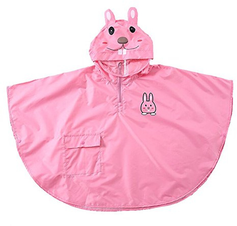 mama stadt Kinder Regenponcho Unisex Regencape Mädchen Jungen 100% Regensichere Regen Poncho Regenmantel Regenjacke Kinder Wasserdicht Atmungsaktiv, Rosa Hase/M (2-4 Jahre)