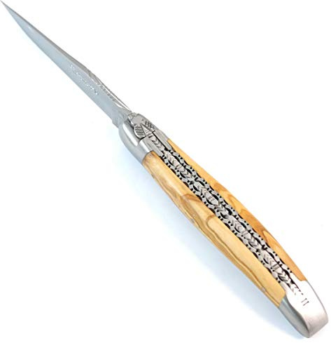 LAGUIOLE en Aubrac Taschenmesser Olivenholz Doppelplatinen 12C27 Stahl